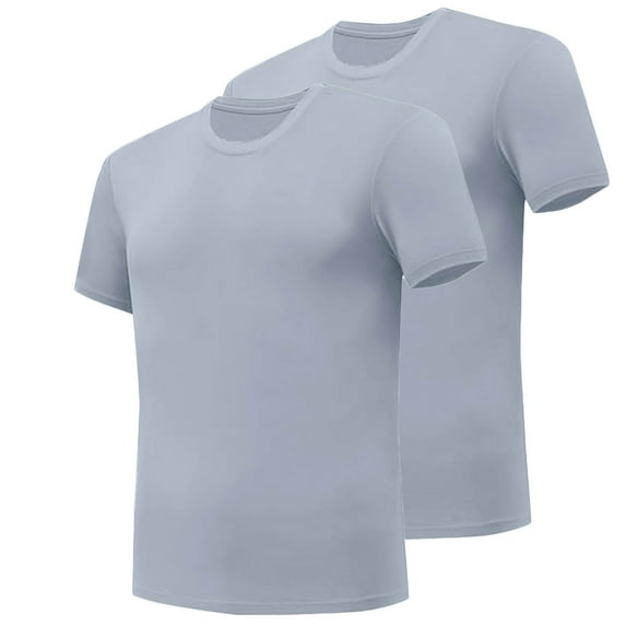 Clearance 2025! ZVNAΖH Mens Sports Short Sleeve T-shirts 2 Pc Athletic Workout Gym Fashion Tees Stretchy Quick Dry Compression Tshirts