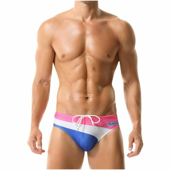 Clearance 2025! ZVNAΖH Mens Swim Briefs, Men's Sexy Briefs Low-rise Bikini Beach Briefs Swimming Trunks with Adjustable Drawstring