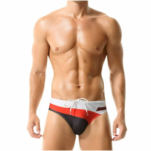 Clearance 2025! ZVNAΖH Mens Swim Briefs, Men's Sexy Briefs Low-rise Bikini Beach Briefs Swimming Trunks with Adjustable Drawstring