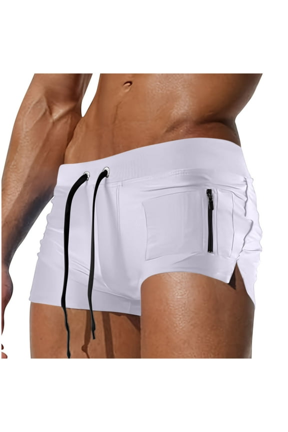 ZVNAΖH Mens Swim Shorts, Men's Swimsuit Trunks with Zipper Pockets Quick Dry Swimwear Bathing Suit Swim Briefs Board Shorts