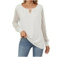 Clearance 2025! ZVNAΖH Womens Crew Neck Long Sleeve Lace Splicing