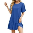 thumbnail image 1 of ZVNAΖH Womens Summer Dresses Casual Short Sleeve A-Line Swing Knee Length Dress Go Out Vacation Beach Sundress, 1 of 7
