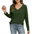 thumbnail image 1 of ZVNAΖH Womens V Neck Long Sleeve Cotton T Shirts Casual Solid Color Base Shirts, 1 of 9