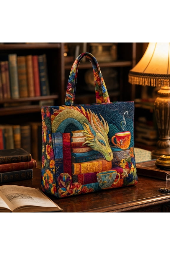 Clearance! 2026 Journey Quilted Tote HandBags, Dragon Print Puffy Work Purse Handbag Large Quilted Shoulder Top Handle Travel Shopping Library Bags(D-A)
