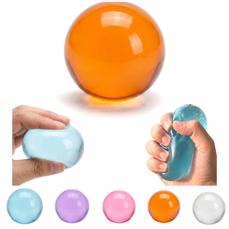 Pack De 2 Bolas Squish Transparentes De 5,5 Cm – Juguetes Antiestrés De Silicona Flexibles. Ideales Para Aliviar Ansiedad Y Mejorar La Concentración En Niños Y Adultos