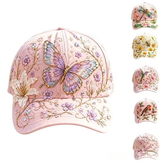 Clearance! 2026 Pink Butterfly Garden Morning Cap, Limited Edition Botanical Cottagecore Hat for Women, Adjustable Breathable Hat, Best Gift for Gardeners G*irls Women Men Teens