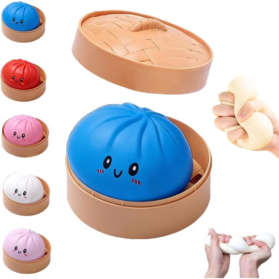 Clearance! Dumpling Squishies Toys, Blue Mega Rainbow Dumplings, Slow Rising Cute Anxiety Relief Fidget Toys, Soft Squeeze Decompression Dough for Adults K*ids