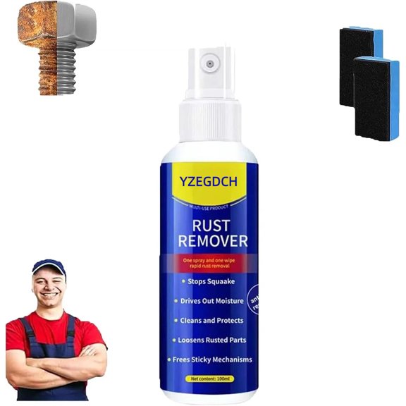 Clearance! 2026 Upgrade Rust Remover, Anti-Rust Spray, Multi-functional Quick-Acting Rust Removal Spray, Fast-Acting Formula & Easy Application for Metal, Vehicles, Tools, Essential for Snow Rain!