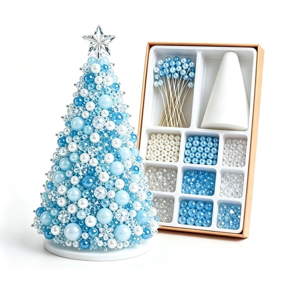Clearance! 2026 Upgraded DIY Beaded Christmas Tree Kit with Lights, Handmade Crystal Holiday Craft Set for Adults, Warm Glow Display, Tabletop Decor, Ornament Charms