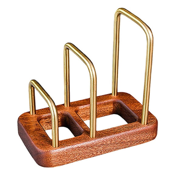 Clearance Under $21, 1 Pack Wooden Cutting Board Rack, Double Slot Chopping Board Holder with Metal Frame, Countertop Organizer for Lids and Bakeware, for Home Kitchen,(B)