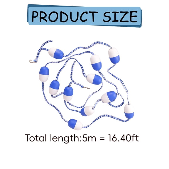 Clearance Under $23.59! 1SET Swimming Pool Divider Rope, 5m Floating Lane Line with Floats & 2 Hooks for Pools, Plastic, for Pool Safety, 500x7cm, Blue