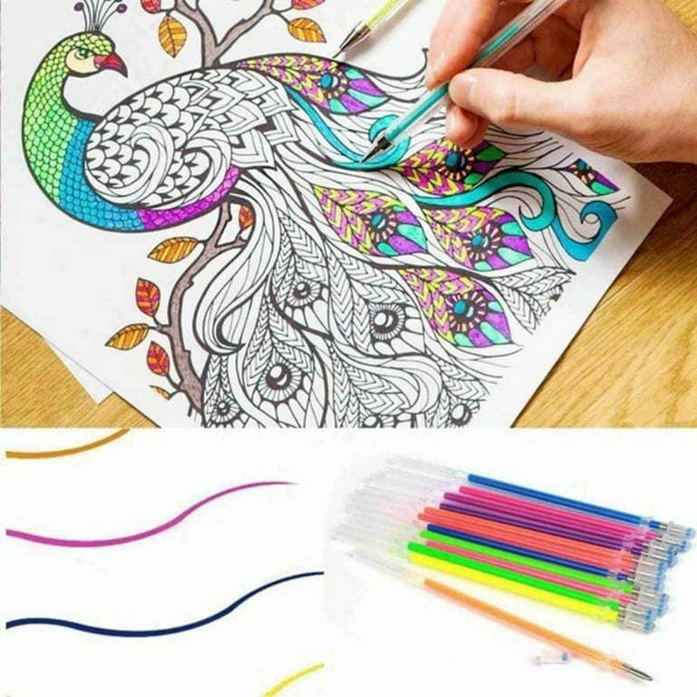 Aen Art Color Gel Pens for Kid Adult Coloring Books, 24 Colors Gel Art  Markers Fine Point Pen with 24 Refills for School Office Art