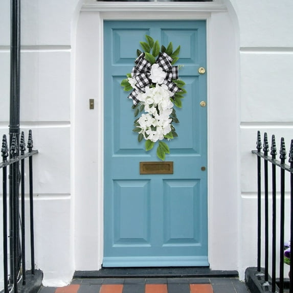 Clearance!24"Farmhouse Wreath White Dogwood Flower Wreath for Front Door Floral Hanging Door Wreath,Spring Wreath for Indoor Home Wall Window Decor