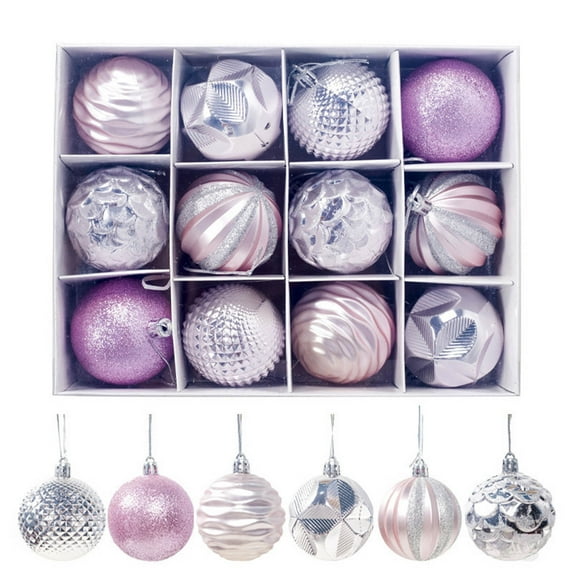 24ct Large Christmas Balls Ornaments,60mm/2.36 in Shatterproof Plastic Decorative Xmas Tree Ornaments, Assorted Christmas Ball Ornaments for Wedding Mothers Day Party Decorations (Pink)