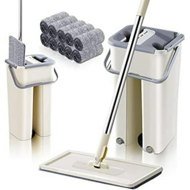 Clearance under $25 Mop and Bucket Set 360° Floor Mop and Bucket With 10 Replacement Machine Washable Microfiber Mop Pads Flat Microfiber Mop Home Floor Tiles Cleaning Wet Dry Cleaning Buckets