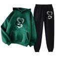 thumbnail image 1 of qolati 2 Piece Outfits for Women Oversized Long Sleeve Hoodie Pullover Sweatshirt Tracksuit Jogger Sweatpants with Pockets Cute Christmas Prints Loungwear Matching Sets, 1 of 2