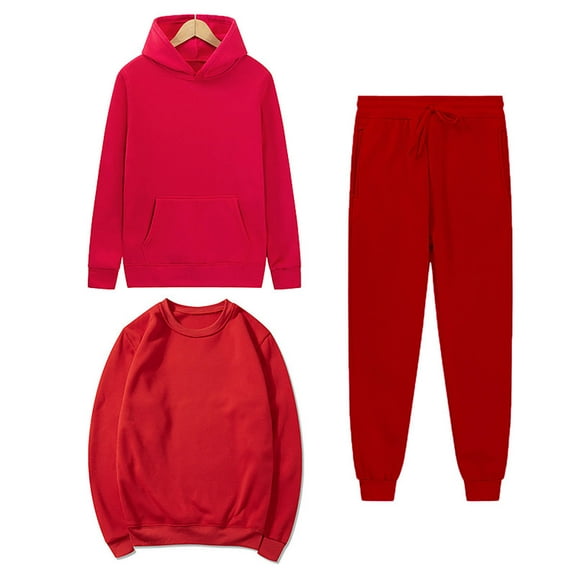 qolati Sweatsuit Set for Women 3 Piece Matching Outfits Full Zipper Oversized Hoodie Sweatshirt Jacket Joggers Long Sleeve Pullover Tops Unisex Tracksuit Lounge Sets