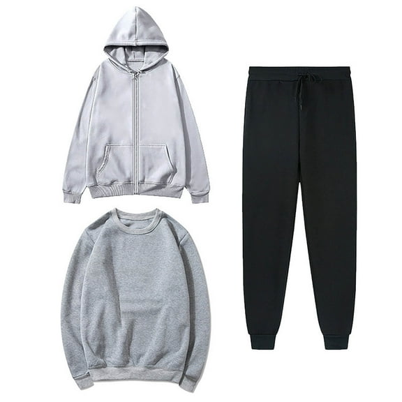 qolati Sweatsuit Set for Women 3 Piece Matching Outfits Full Zipper Oversized Hoodie Sweatshirt Jacket Joggers Long Sleeve Pullover Tops Unisex Tracksuit Lounge Sets