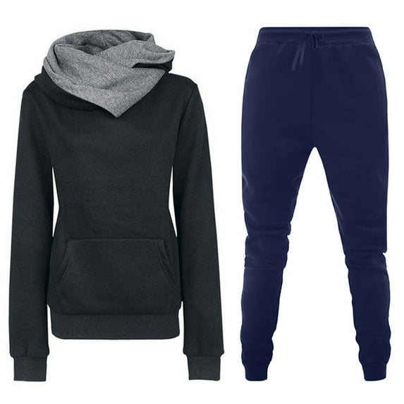 qolati Two Piece Outfits Women 2024 Winter Fall Long Sleeve Hooded Sweatshirts with Jogger Sweatpant Hoodies Tracksuit Set Casual Loose Cozy Pajamas Loungwear Sweatsuits