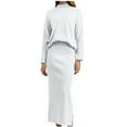 thumbnail image 1 of qolati Women 2 Piece Outfits High Neck Knit Pullover Top and High Waisted Maxi Skirts Sweater Set Causal Slim Fit Long Sleeve Lounge Suits, 1 of 7