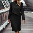 thumbnail image 1 of qolati Women's 2 Piece Outfits Long Sleeve Knit Pullover Tops Bodycon Midi Skirt Matching Sets 2024 Fall Winter Sweater Dresses Set, 1 of 5