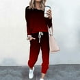 thumbnail image 1 of qolati Women's 2 Piece Outfits Oversized Long Sleeve Crewneck Pullover Tops with Drawstring Jogging Sweatpants Matching Sets Casual Color Block Print Loungwear Tracksuit, 1 of 5