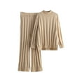 thumbnail image 1 of qolati Women's 2 Piece Sweater Sets Mock Neck Long Sleeve Knit Pullover Tops Wide Leg Pants Lounge Sets 2024 Fall Outfits Tracksuits, 1 of 3