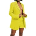 thumbnail image 1 of Clearance under $25 qolati Women's 2 Pieces Outfits Casual Open Front Blazers with High Waisted Short Pants Blazer Shorts Set Casual Long Sleeve Business Work Suit Sets, 1 of 6