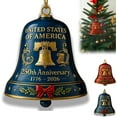 thumbnail image 1 of 250th Anniversary American Patriot Bell Ornament- Handmade Vintage-Style Metal Hanging Ornament for Christmas Tree & Home Decor, Commemorative 1776-2026 Collectible Gift for Veterans Lovers, 1 of 5