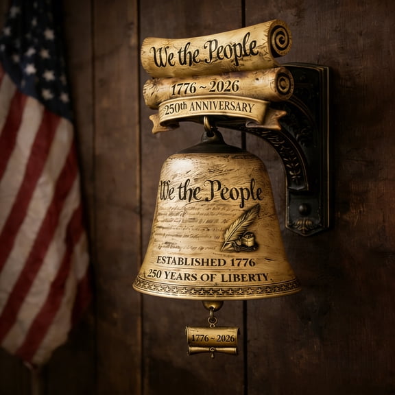 Clearance! 250th Anniversary Hanging Bell Retro Copper Metal Patriotic Doorbell Outdoor Porch Wall Decor Marine Veteran Commemorative Gift Independence Day 4th of July Decor Ornament