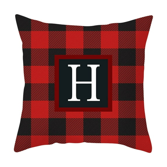 OAVQHLG3B 26 Initial Letters Christmas Pillow Covers 18x18 Buffalo Plaid Red and Black Christmas Throw Pillow Covers Cotton Cushion Case Xmas Decorations for Sofa Couch Home Living Room Bedroom