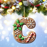 Clearance!26 Letters Christmas Tree Decoration Pendant,Gingerbread Candy Christmas Tree Ornaments Personalized DIY Christmas Ornaments Christmas Decoration Xmas Tree Hanging Decor (C)