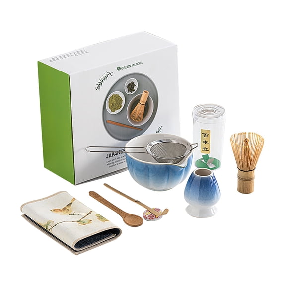 Clearance Under $28, 1 Set 8-Piece Matcha Whisk Set, Japanese Tea Ceremony Kit with Ceramic Bowl, Bamboo Whisk and Spoon for Traditional Preparation, One Size(D)