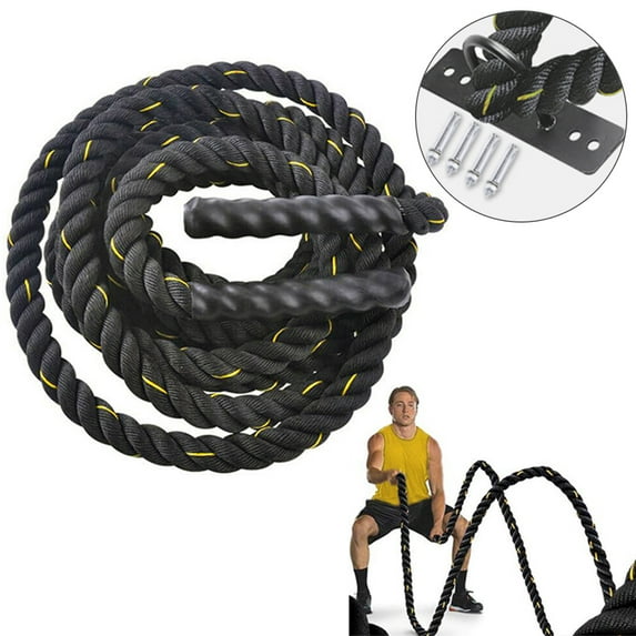 Clearance! 29.5 Ft Exercise Training Battle Rope for Home Gym with Anchor Strap Kit,Battle Rope with Detachable Protective Sleeve Exercise Training Workout Weighted Rope for Men Women