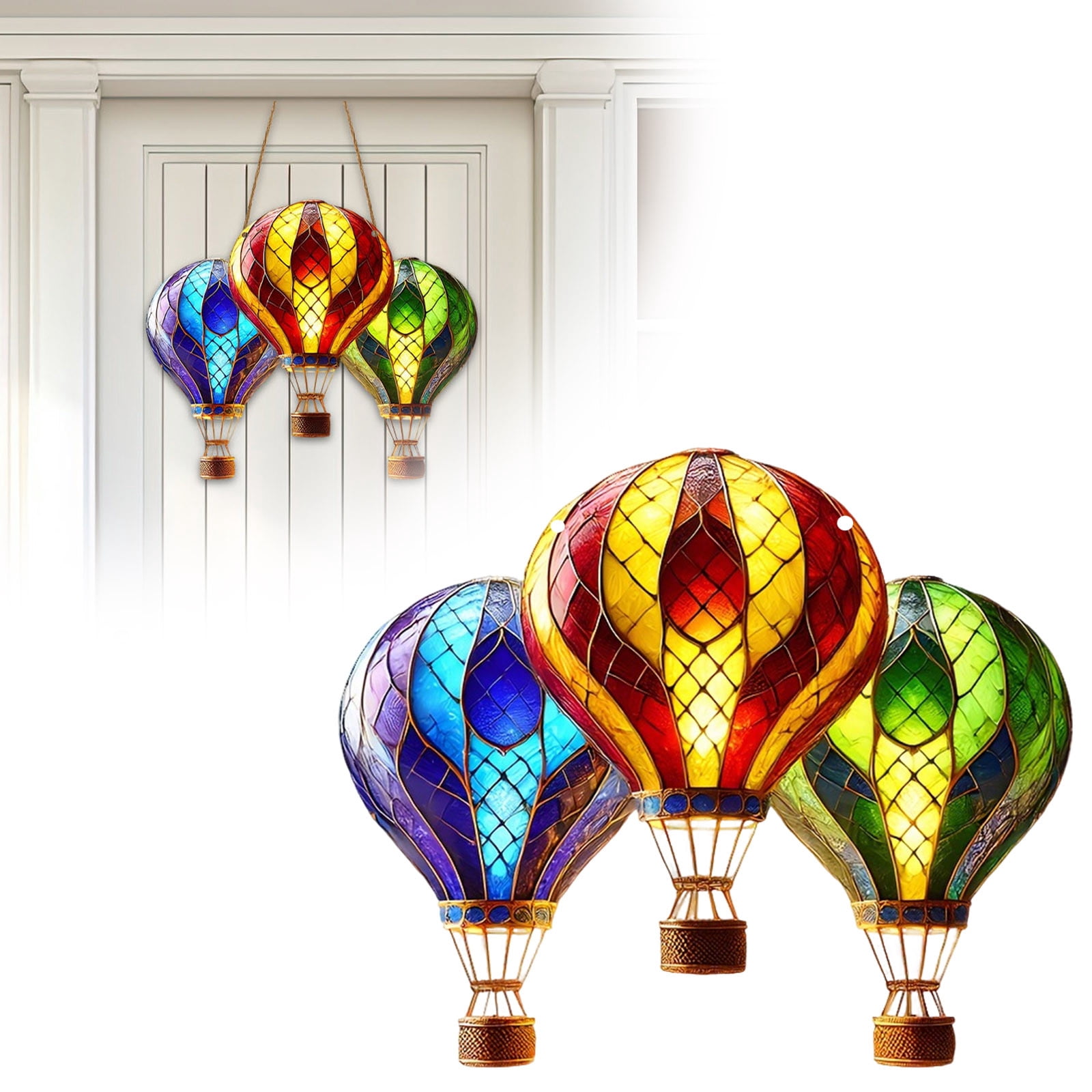 Clearance! 2D Flat Style Home Decor Hot Air Balloon Solar with ...