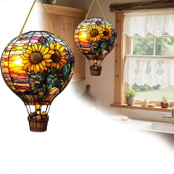 Clearance! 2D Flat Style Home Decor Hot Air Balloon Solar with Flickering Flame Light Outdoor Solar Hanging Lights for Garden Yard Farmhouse Patio Decoration