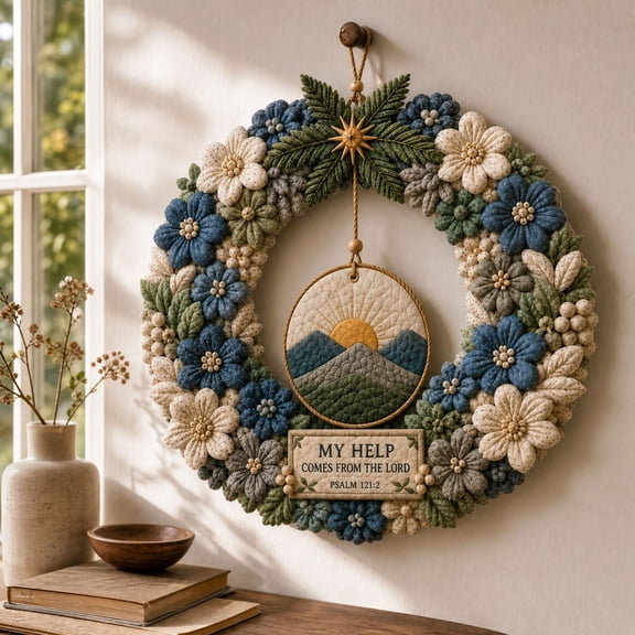 Clearance! 2D Punch Needle Fabric Art Kit - Embroidery Flower Wreath Craft for Needlework, Cross Stitch and Creative Hook Decor Projects