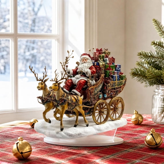 Clearance 2D Santa Sleigh Figurines Christmas Decor, Cute Santa Christmas Decorations for Home, Christmas Centerpieces Figurine for Tables