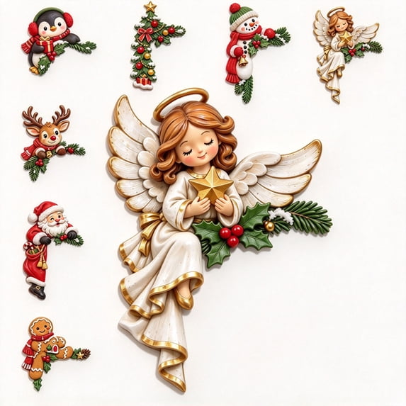 Clearance! 2PC Christmas Peekaboo Door Frame Decor, Door Corner Decor, Christmas Door Decorations (Angel)