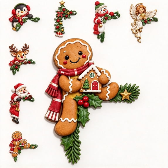 Clearance! 2PC Christmas Peekaboo Door Frame Decor, Door Corner Decor, Christmas Door Decorations (Bread)