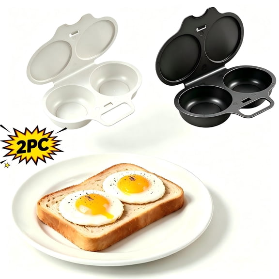 Clearance 2PC Microwave Egg Cooker 2 Eggs, Egg Mold for Breakfast Sandwiches, Dash Rapid Muffin Pan Egg Cooker Microwave for Kitchen (Dark Gray and White)