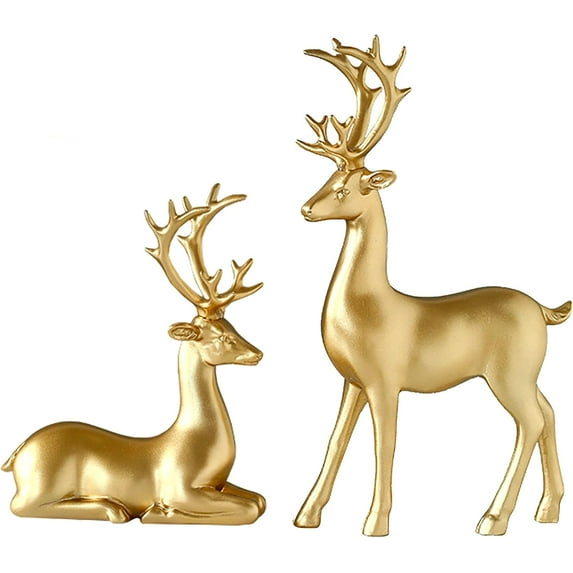Clearance 2PCS Christmas Reindeer Table Ornaments Christmas Decoration Indoor Decoración De Navidad Para Sala Decoracion Navideña Interior Christmas Decorations for Home Indoor Outdoor Resin Gold