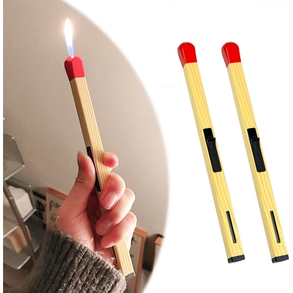 Clearance! 2PCS Match Lighter Torch Lighter, Windproof Outdoor High Temperature Spitfire, Refillable Impact Lighter, Crafts Baking Lighter, Kitchen Gadget Tool,Adjustable Flame Novelty Lighter
