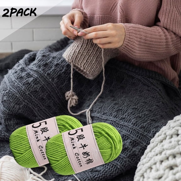 Clearance 2Pack Soft Cotton Yarn for Crocheting and Knitting,5 Strands Lace Thread Yarn Worsted Weight Yarn 50g/1.76oz Machine Washable for Knitting Hats,Scarves,Home Decorations,DIY Toys Supplies