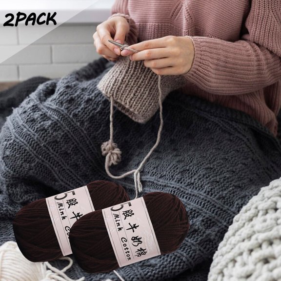 Clearance 2Pack Soft Cotton Yarn for Crocheting and Knitting,5 Strands Lace Thread Yarn Worsted Weight Yarn 50g/1.76oz Machine Washable for Knitting Hats,Scarves,Home Decorations,DIY Toys Supplies