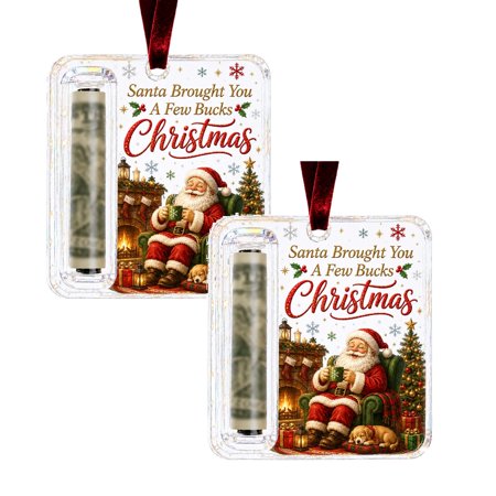 Feolixe Clearance! 2Pcs Christmas Cash Gift Ornament, Acrylic Christmas Money Holder For Cash