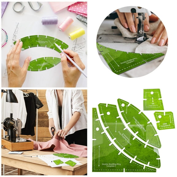 Clearance 2Pcs Double Wedding Ring Quilt Templates Multifunctional Reusable Quilting Gauge Tool Quilting Ruler Templates Sewing Pattern Tools Wedding Ring Set Templates For Crafting