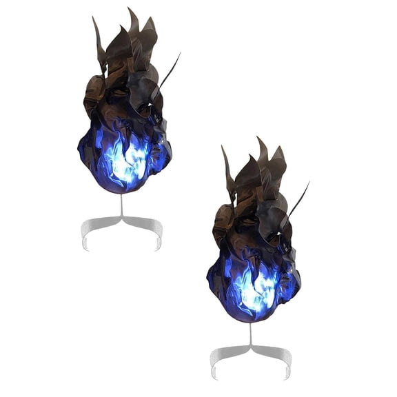 Clearance! 2Pcs Floating Fireball Halloween Prop, Fake Flame Light, Colored Cloth, 3.9"X3.9"X5.9", Hands-Free Illusion For Costume, Haunted House Decor (Blue)