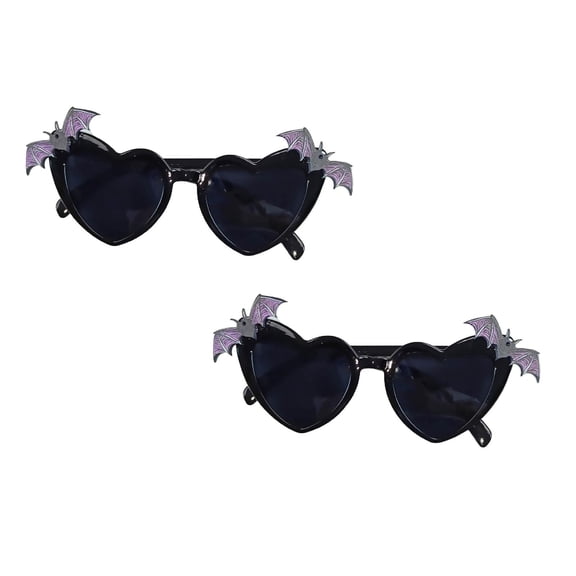 Clearance! 2Pcs Halloween Decorations Black Red Heart Shaped Bat Sunglasses Halloween Accessories Two Bat Sunglasses Accessories Halloween Gothic Goth Gifts Event & Party