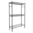 thumbnail image 1 of Clearance! 2Tier Rod Closet Organizer Garment Rack Clothes Storage Hanger Shelf Hooks Black, 1 of 6